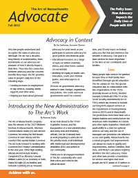 an orange and black brochure with the words advocacy in content